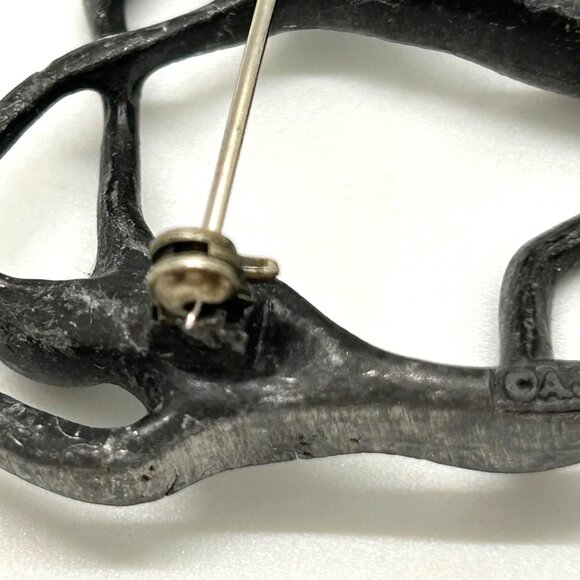 Modern Dancers Brooch darkened Silver-tone Metal Abstract Artistic Design Pin - Picture 6 of 11